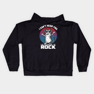 "Rocking Out: I Can't Hear You, I'm Listening to Rock" Cat & Rock Lover T-Shirt Kids Hoodie